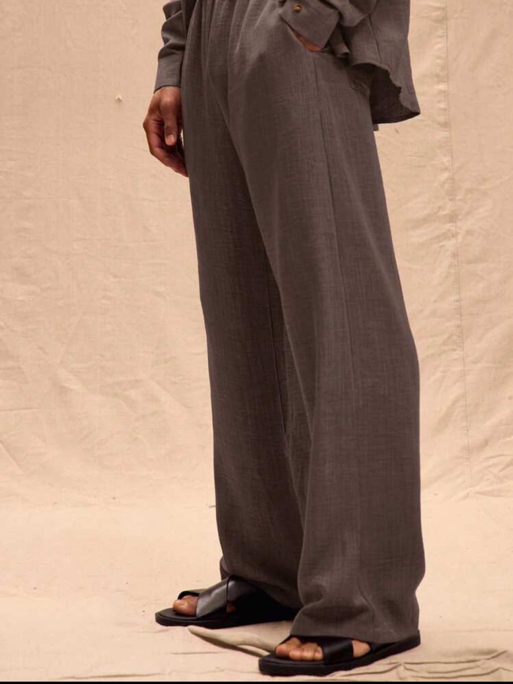Muse Men's Wide-Leg Pants in Charcoal Brown